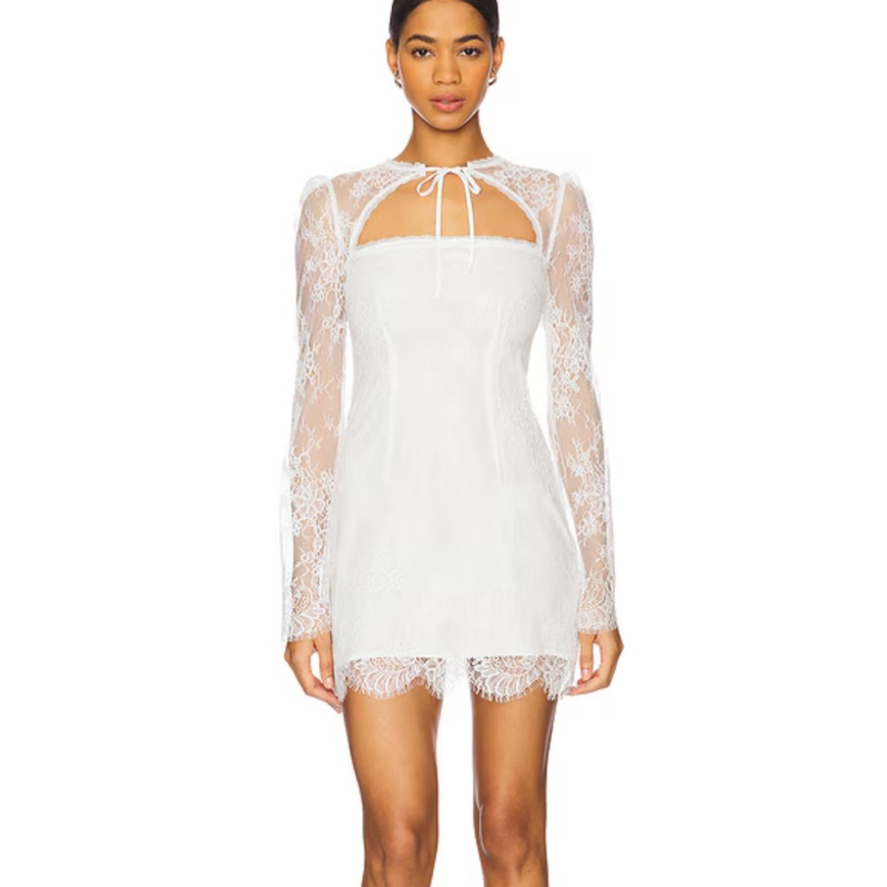 Stone Cold Fox White Lace Long Sleeve Dress